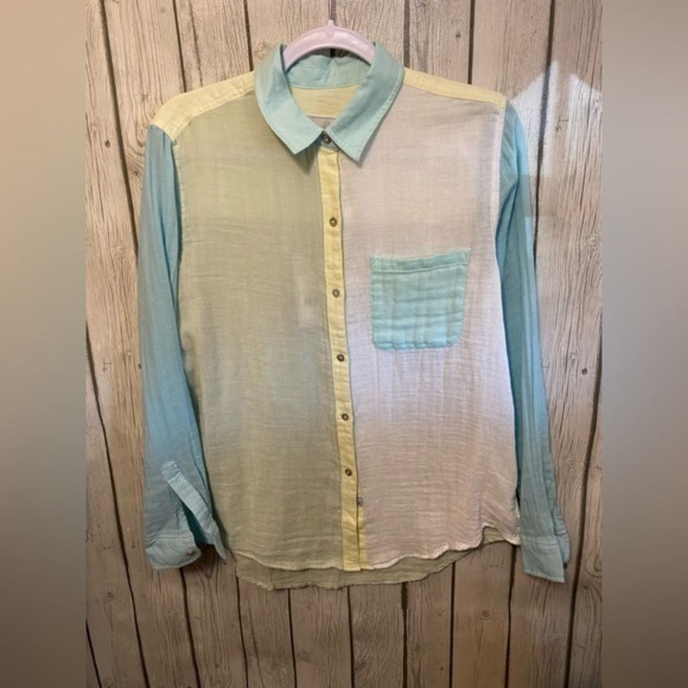 Rails Nwt Ellis Mint Color Block Long Sleeve Butt… - image 2